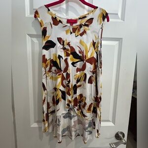 Jennifer Lopez Floral Tunic - White, Yellow, Brown